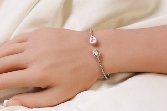 Som Openable Micro CZ Silver Bracelet- Pink