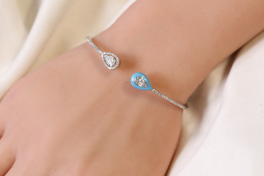 Som Openable Micro CZ Silver Bracelet- Teal