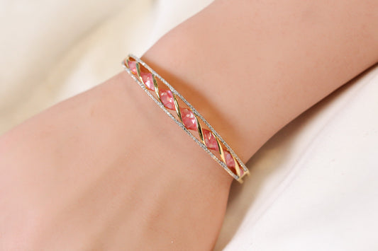 Jonna Openable Micro CZ Bracelet- Gold & Pink