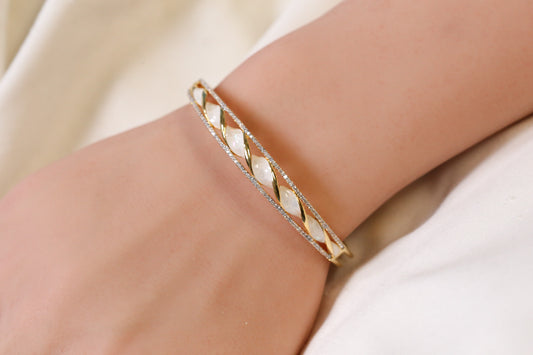 Jonna Openable Micro CZ Bracelet- Gold & Ivory
