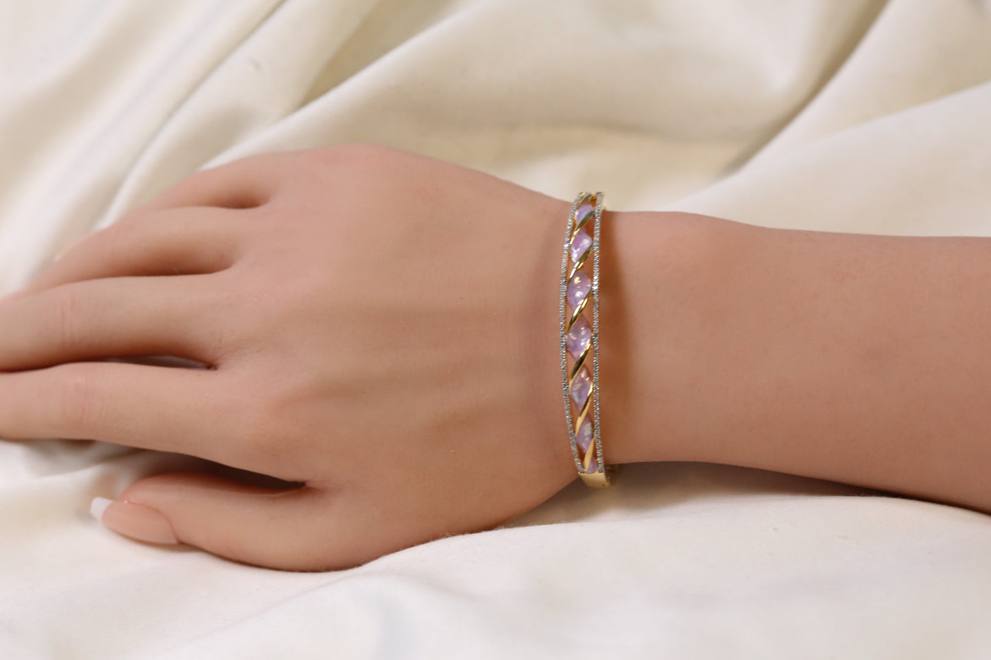 Jonna Openable Micro CZ Bracelet- Gold & Purple