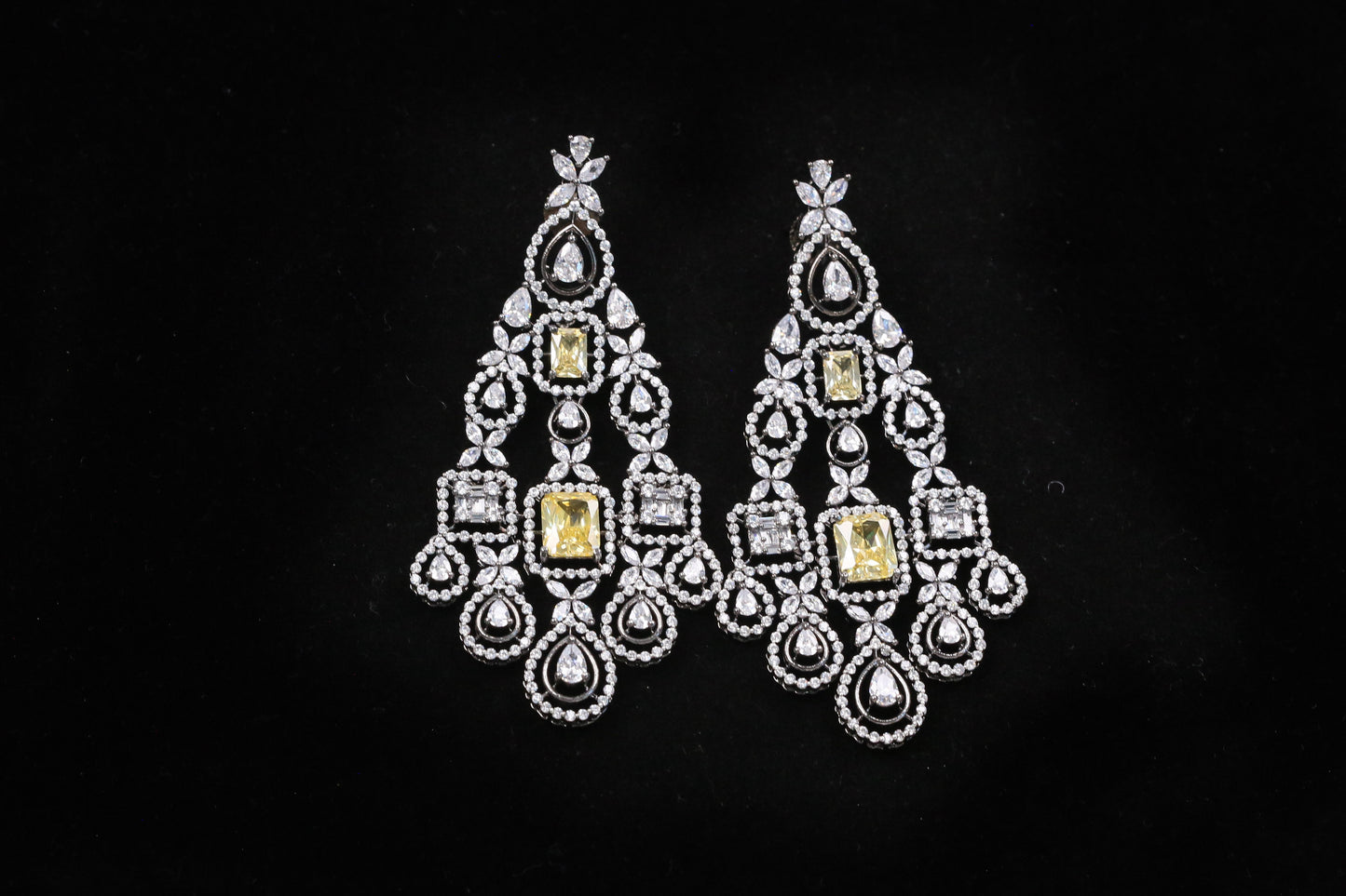 Raaha Victorian CZ Earrings - Yellow