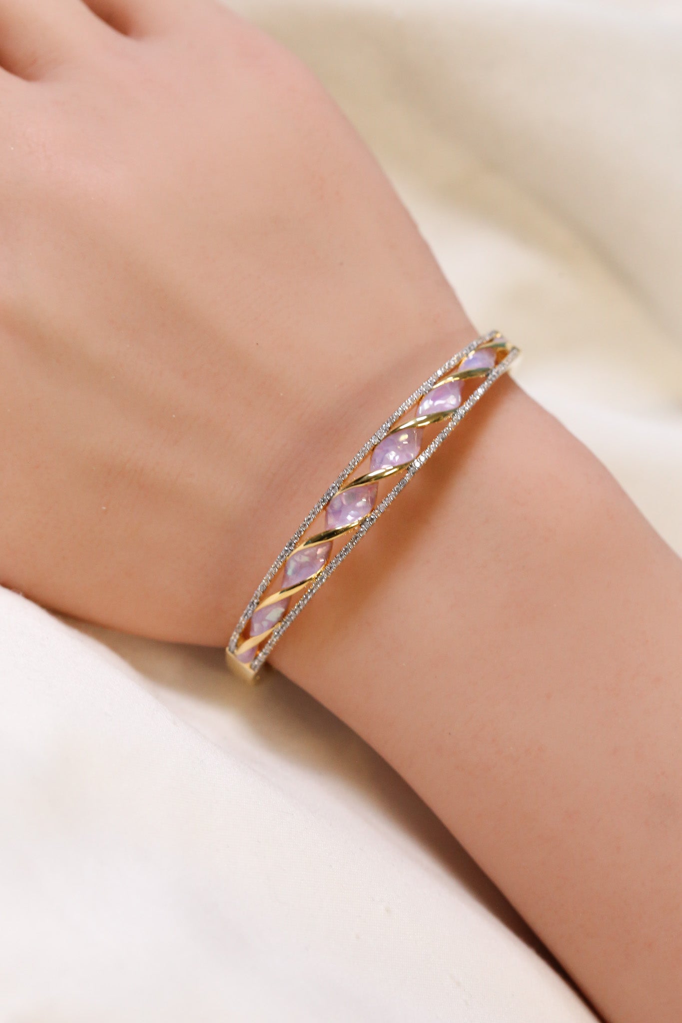 Jonna Openable Micro CZ Bracelet- Gold & Purple