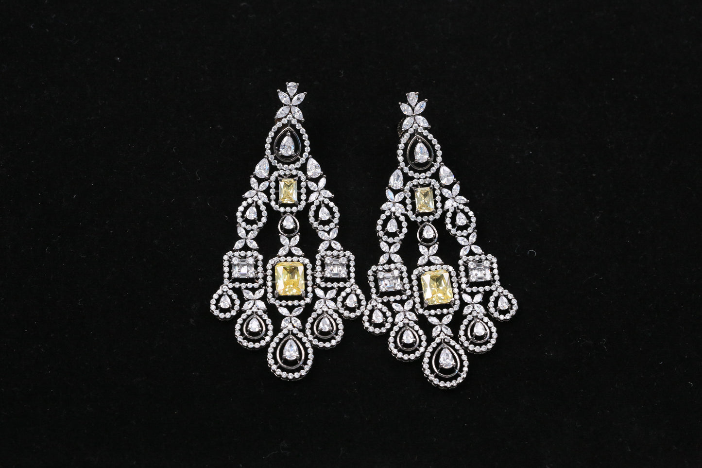 Raaha Victorian CZ Earrings - Yellow