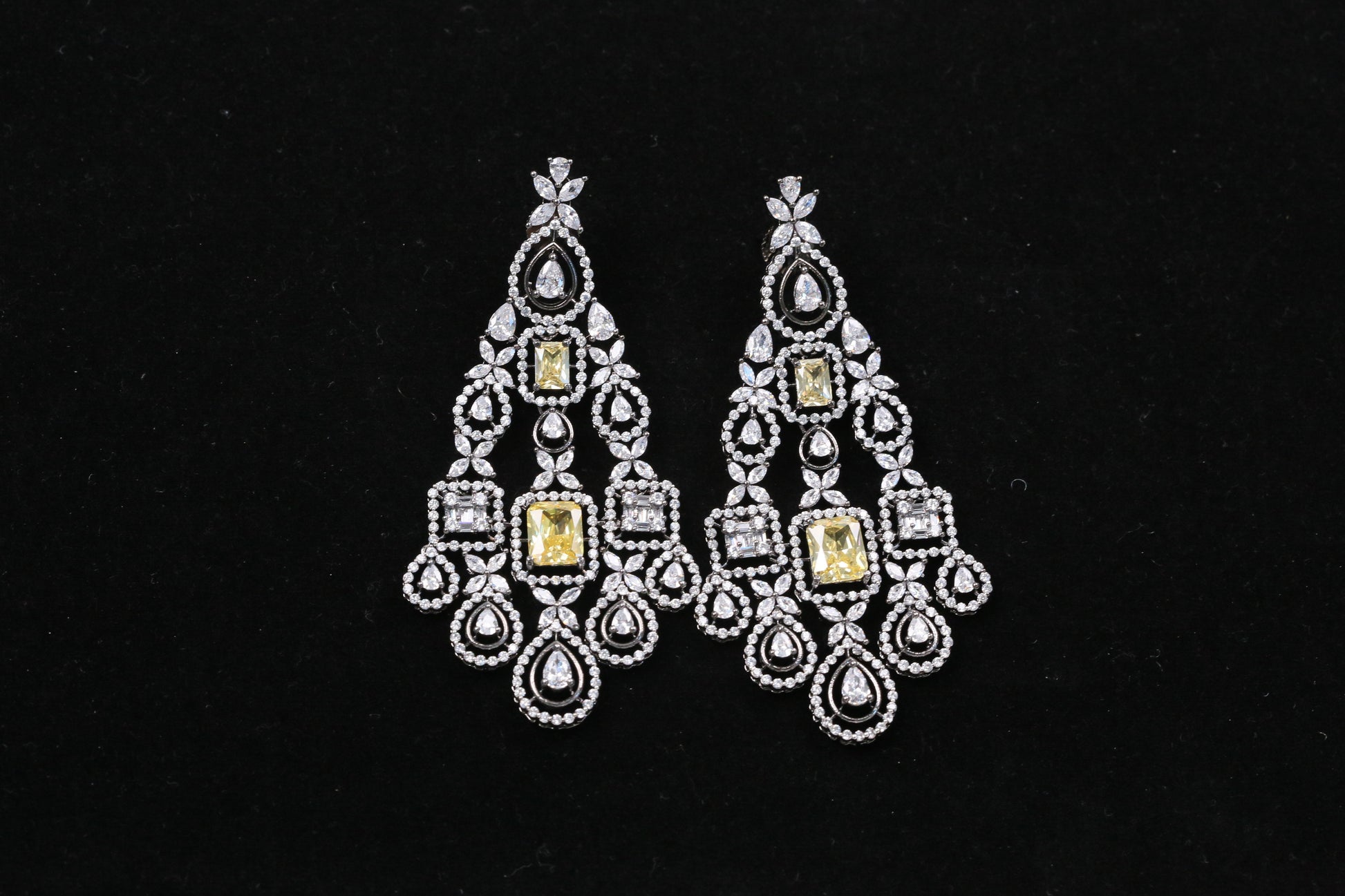 Raaha Victorian CZ Earrings - Yellow