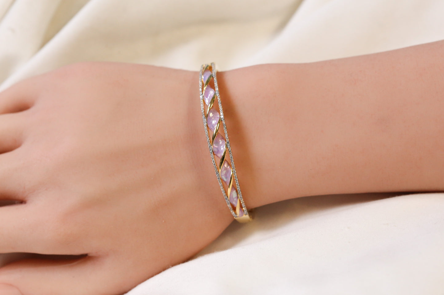 Jonna Openable Micro CZ Bracelet- Gold & Purple