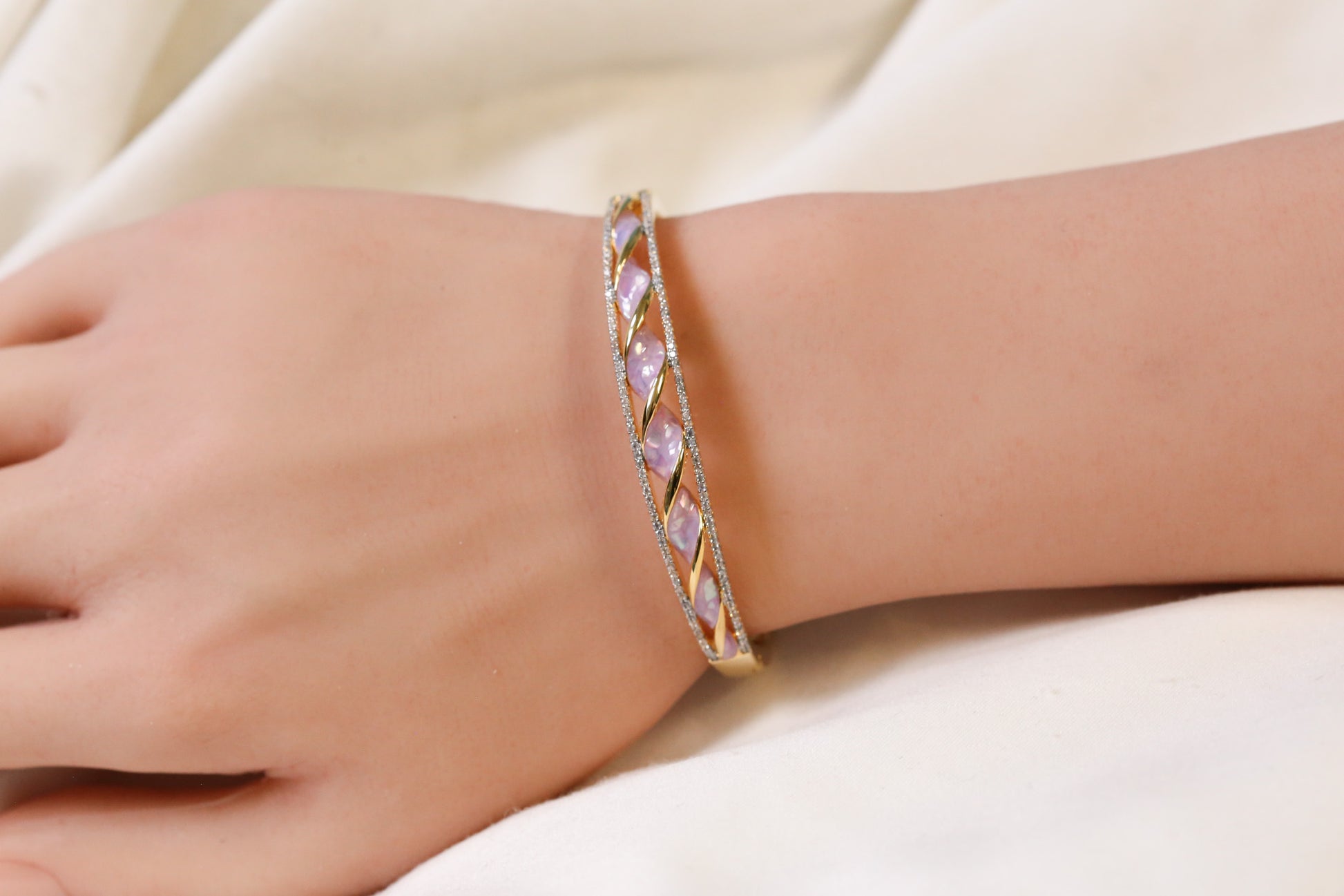 Jonna Openable Micro CZ Bracelet- Gold & Purple