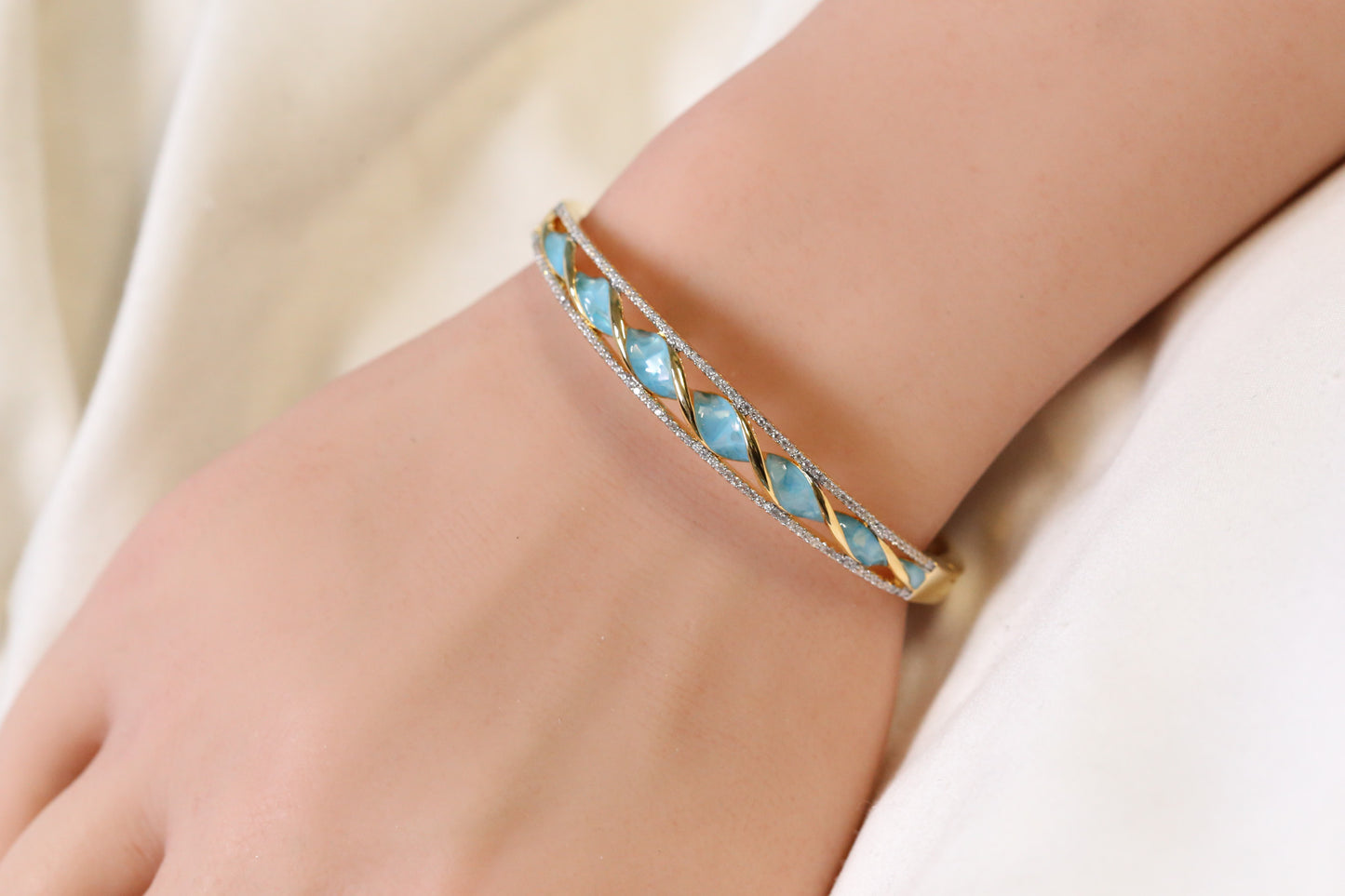 Jonna Openable Micro CZ Bracelet- Gold & Teal