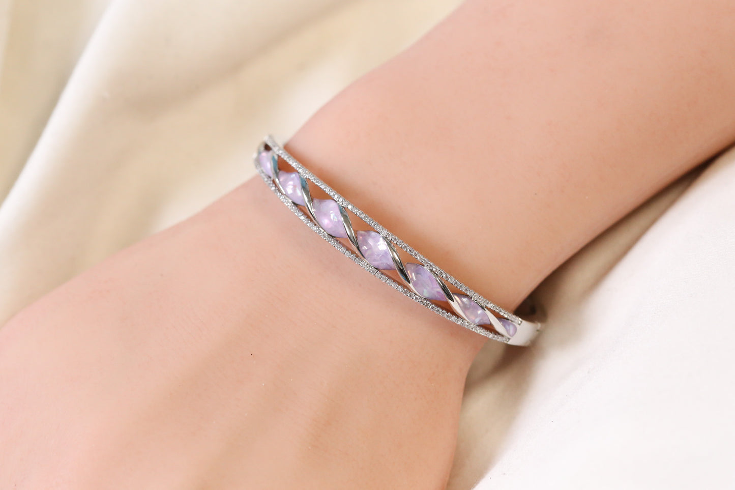 Jonna Openable Micro CZ Bracelet- Silver & Purple