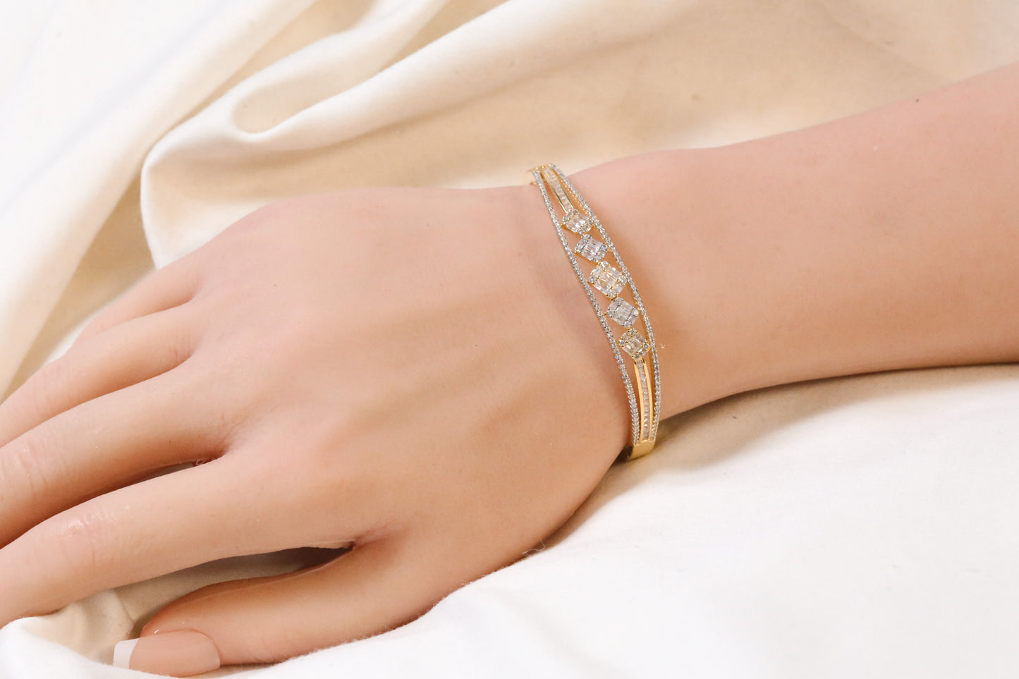 Roja Openable Micro CZ Bracelet- Gold