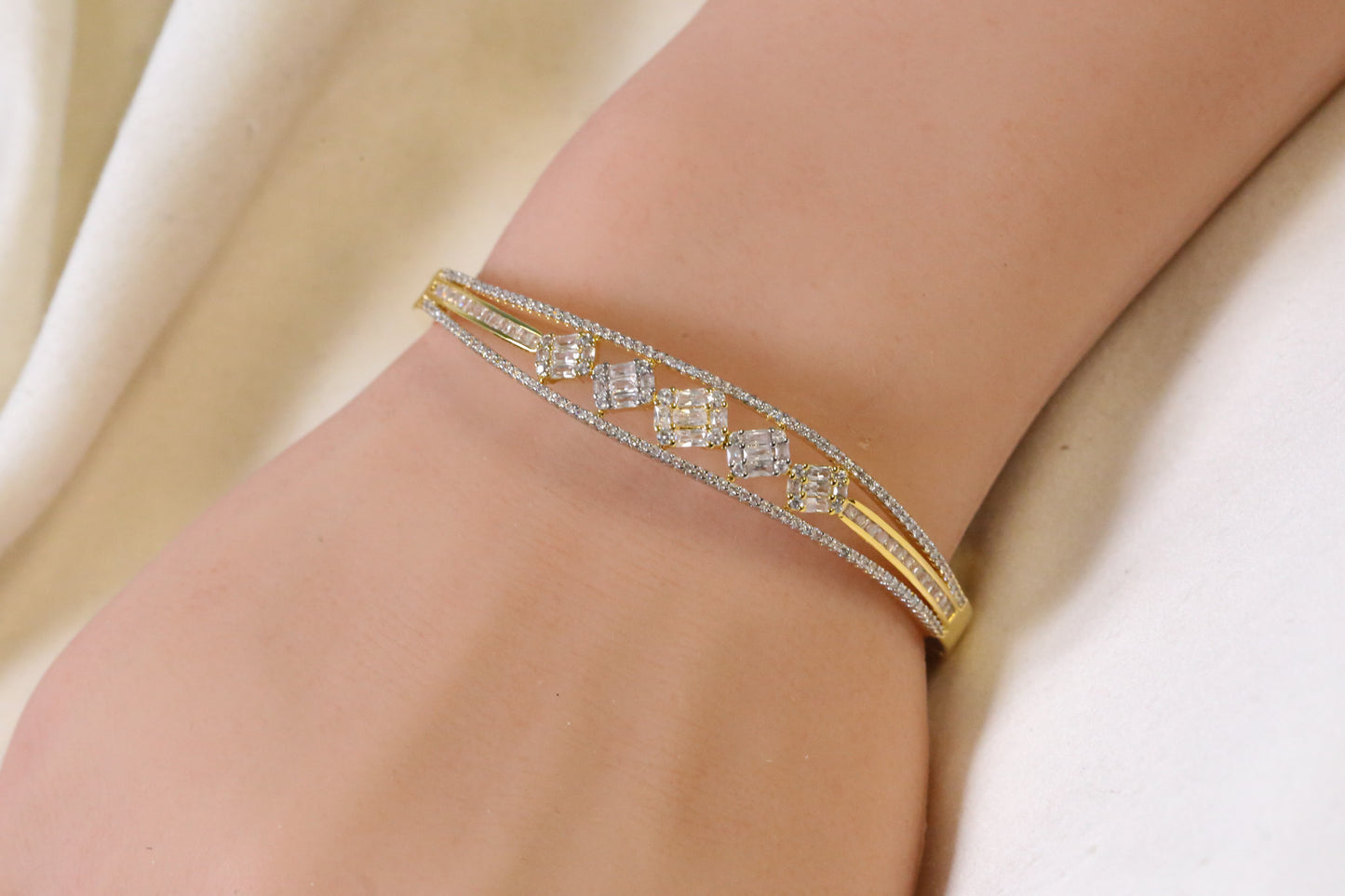 Roja Openable Micro CZ Bracelet- Gold