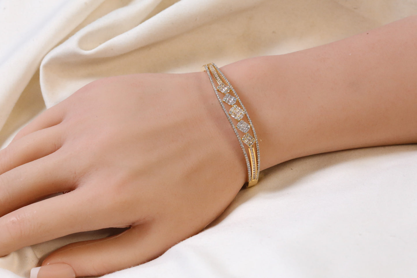 Roja Openable Micro CZ Bracelet- Gold