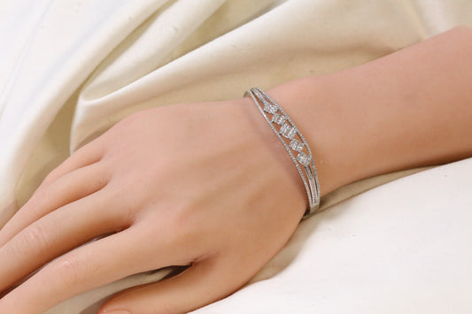 Roja Openable Micro CZ Bracelet- Silver