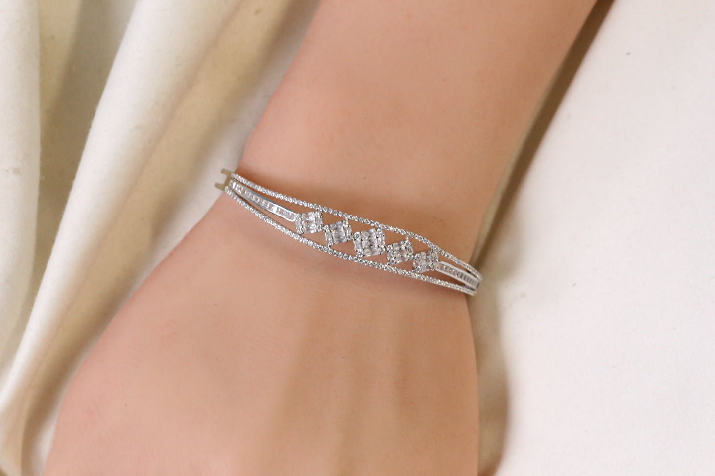 Roja Openable Micro CZ Bracelet- Silver