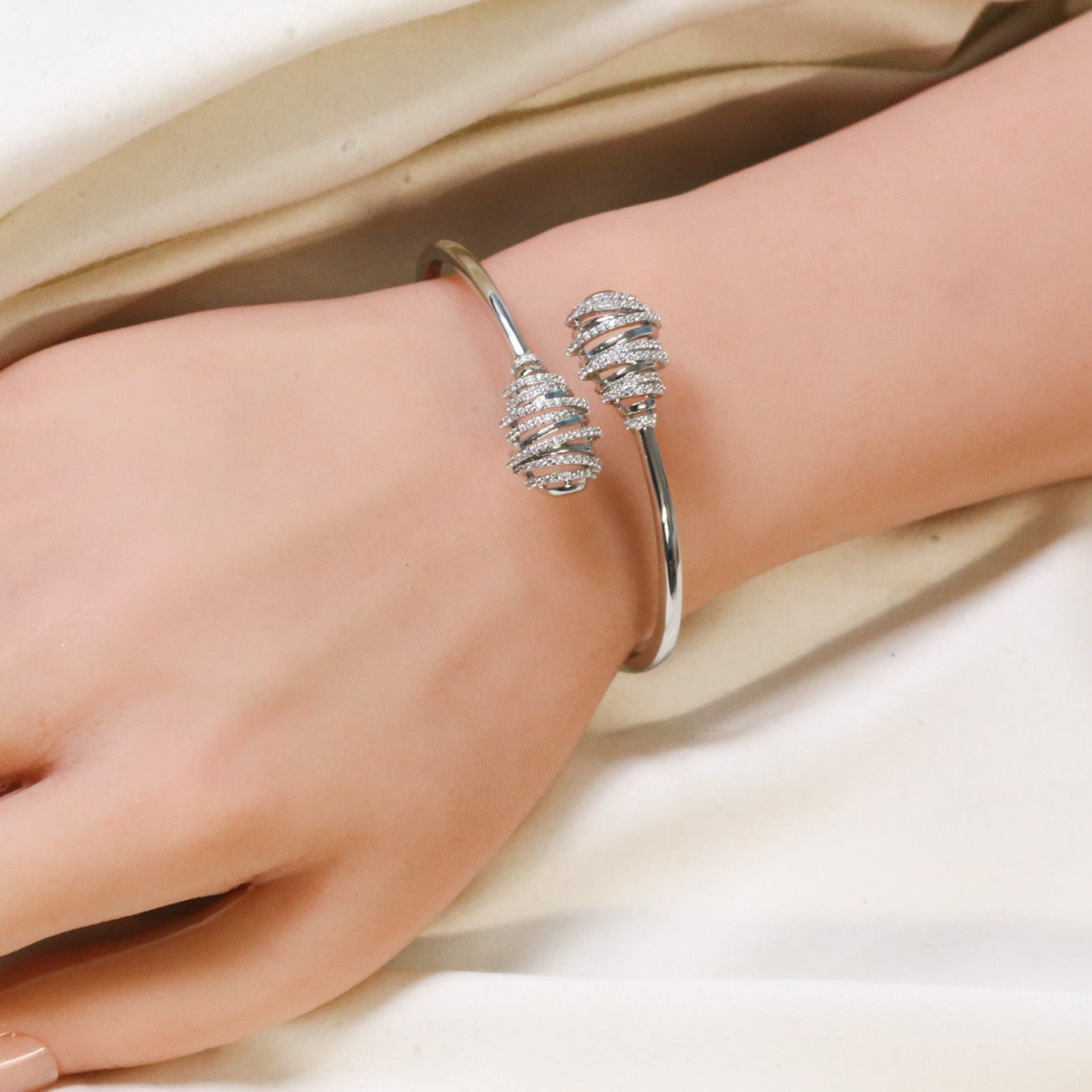 Zara Openable Micro CZ Bracelet- Silver
