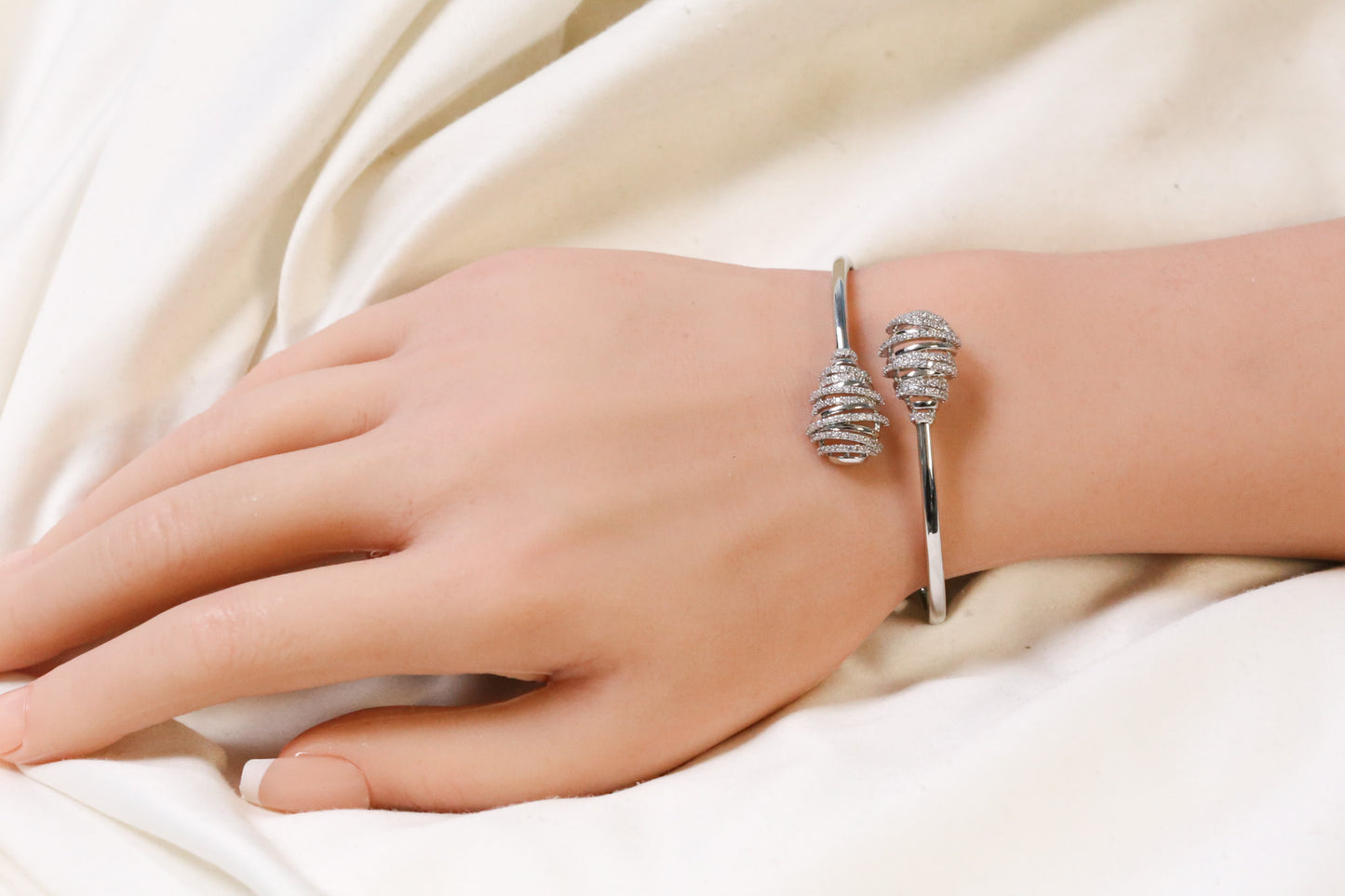 Zara Openable Micro CZ Bracelet- Silver