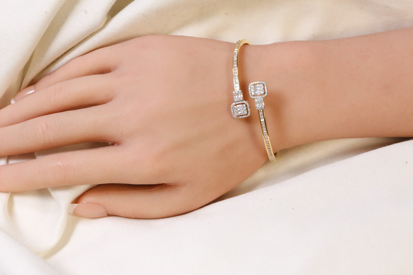 Crystal Openable Micro CZ Bracelet- Gold
