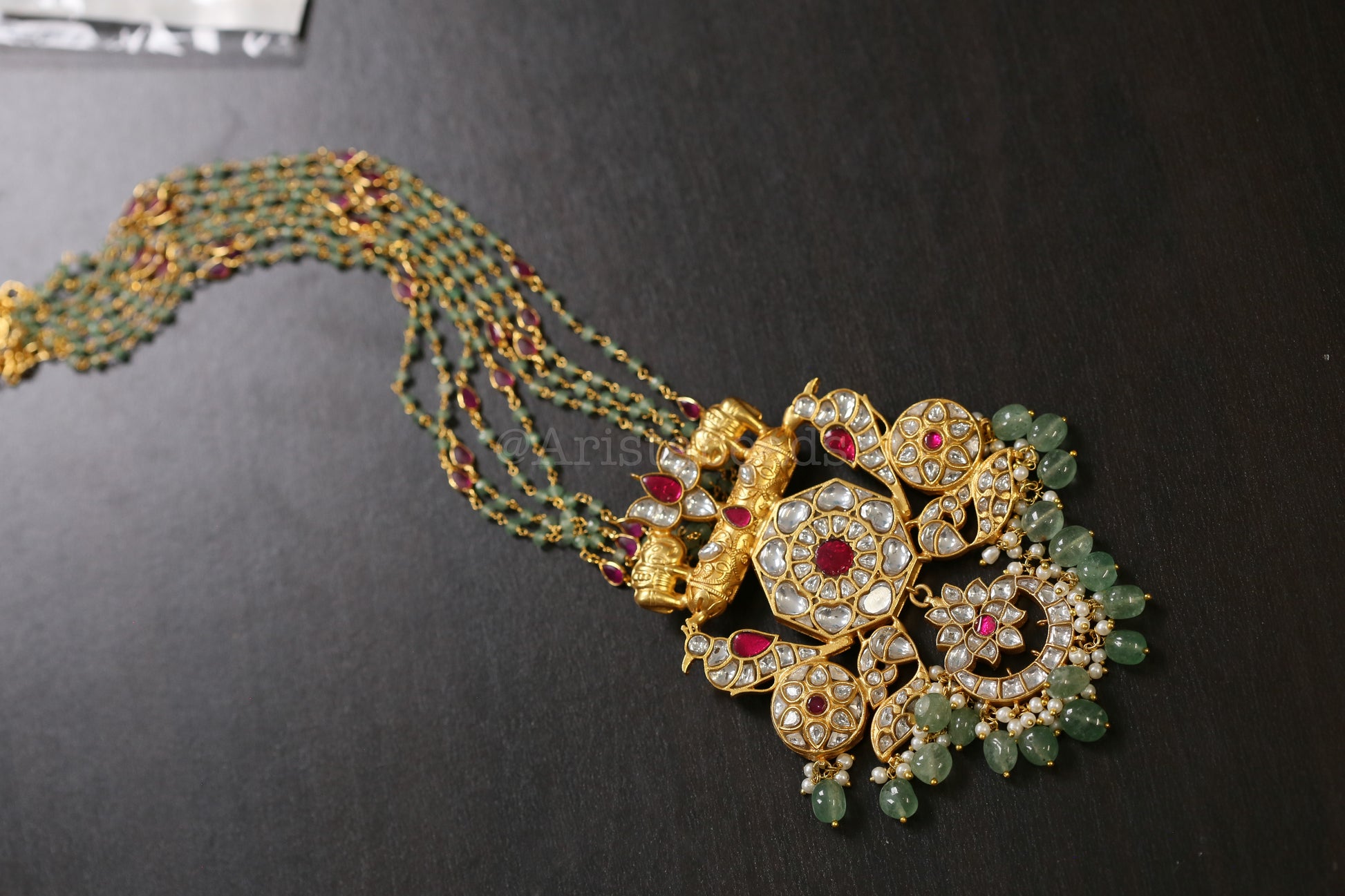 Sampada Handmade Jadau Kundan Necklace - Clear