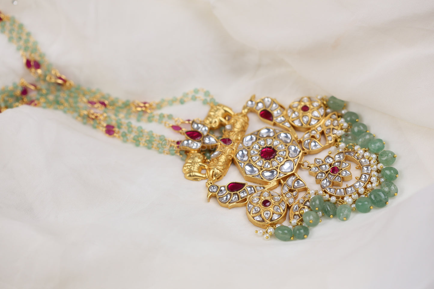 Sampada Handmade Jadau Kundan Necklace - Clear