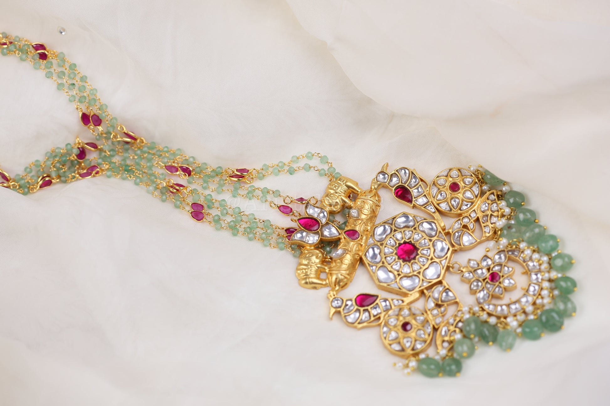 Sampada Handmade Jadau Kundan Necklace - Clear