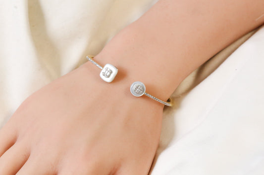 Angela Openable Micro CZ Bracelet- MOP & Gold
