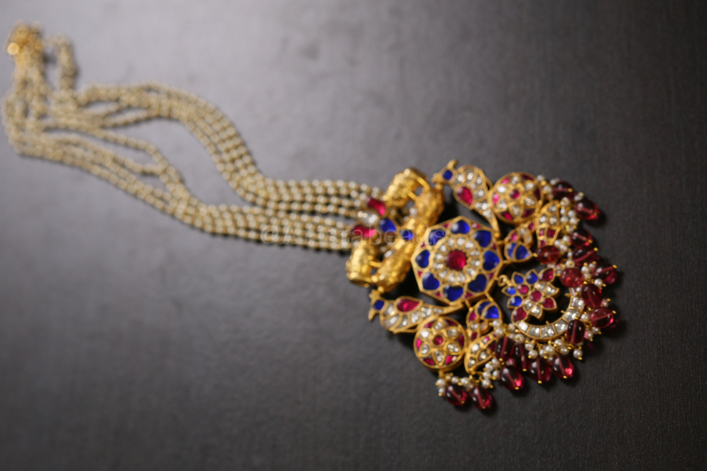 Sampada Handmade Jadau Kundan Necklace - Blue