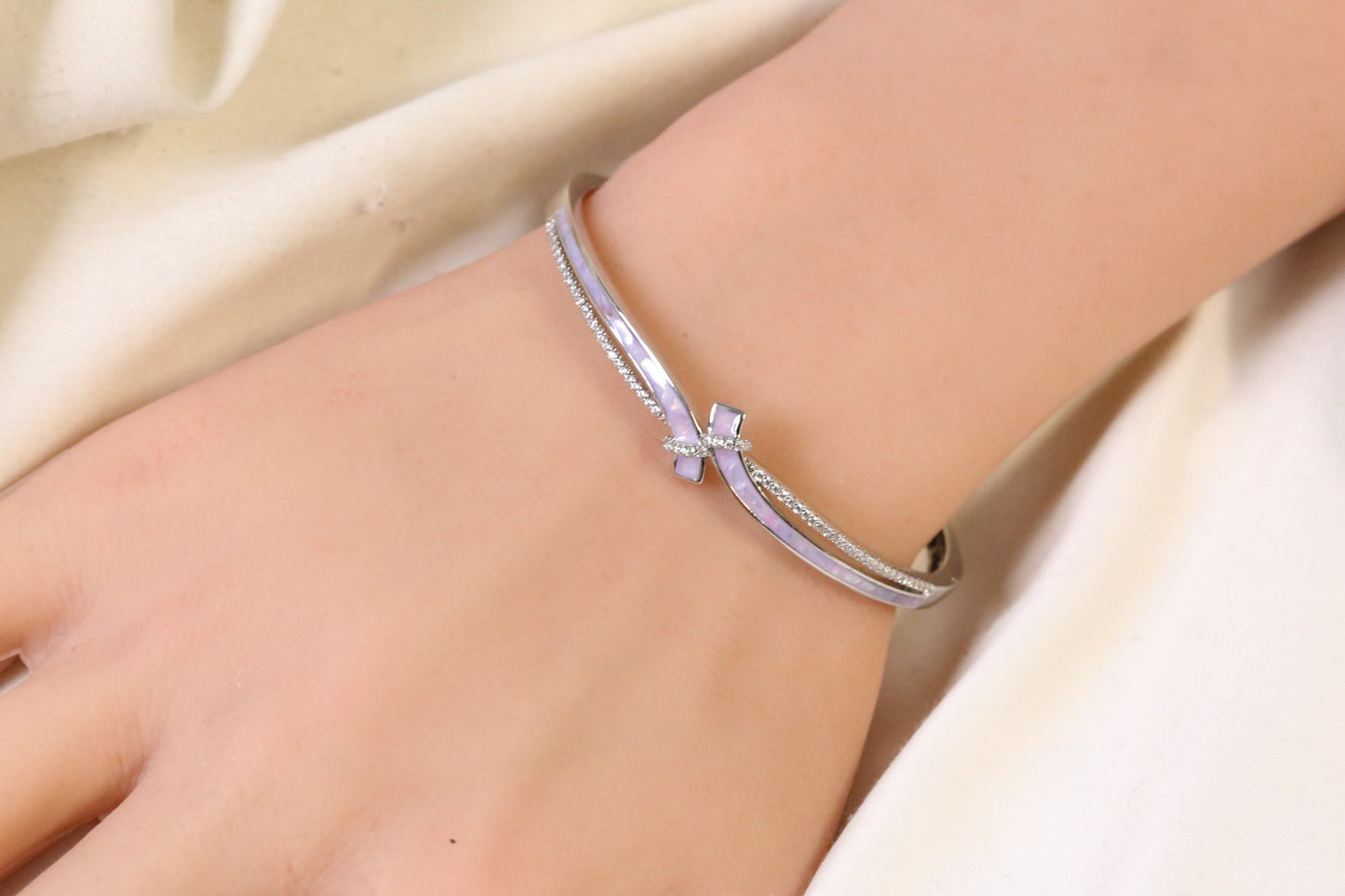 Saaz Openable Micro CZ Bracelet- Silver