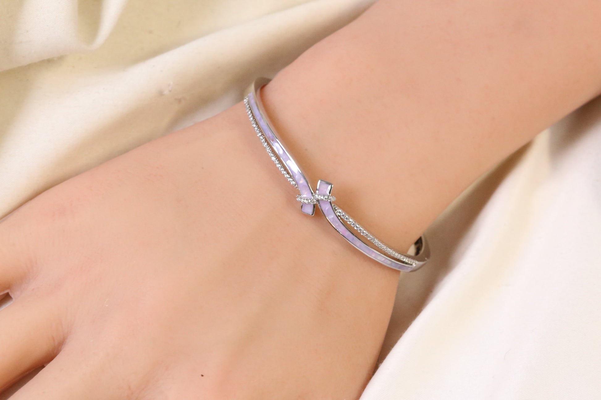 Saaz Openable Micro CZ Bracelet- Silver