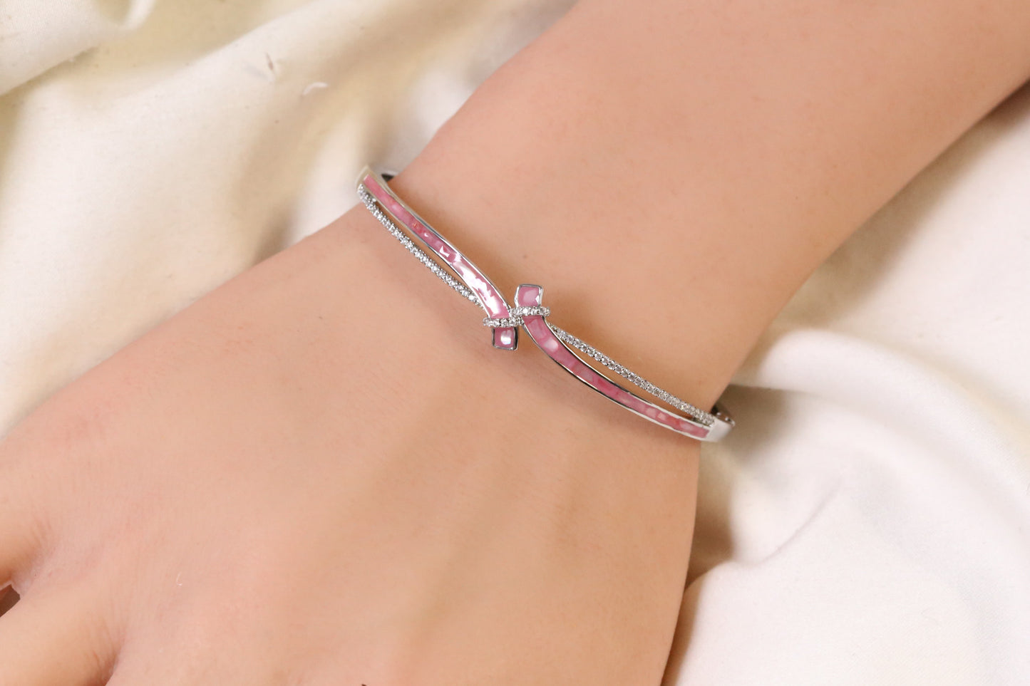 Saaz Openable Micro CZ Bracelet- Silver