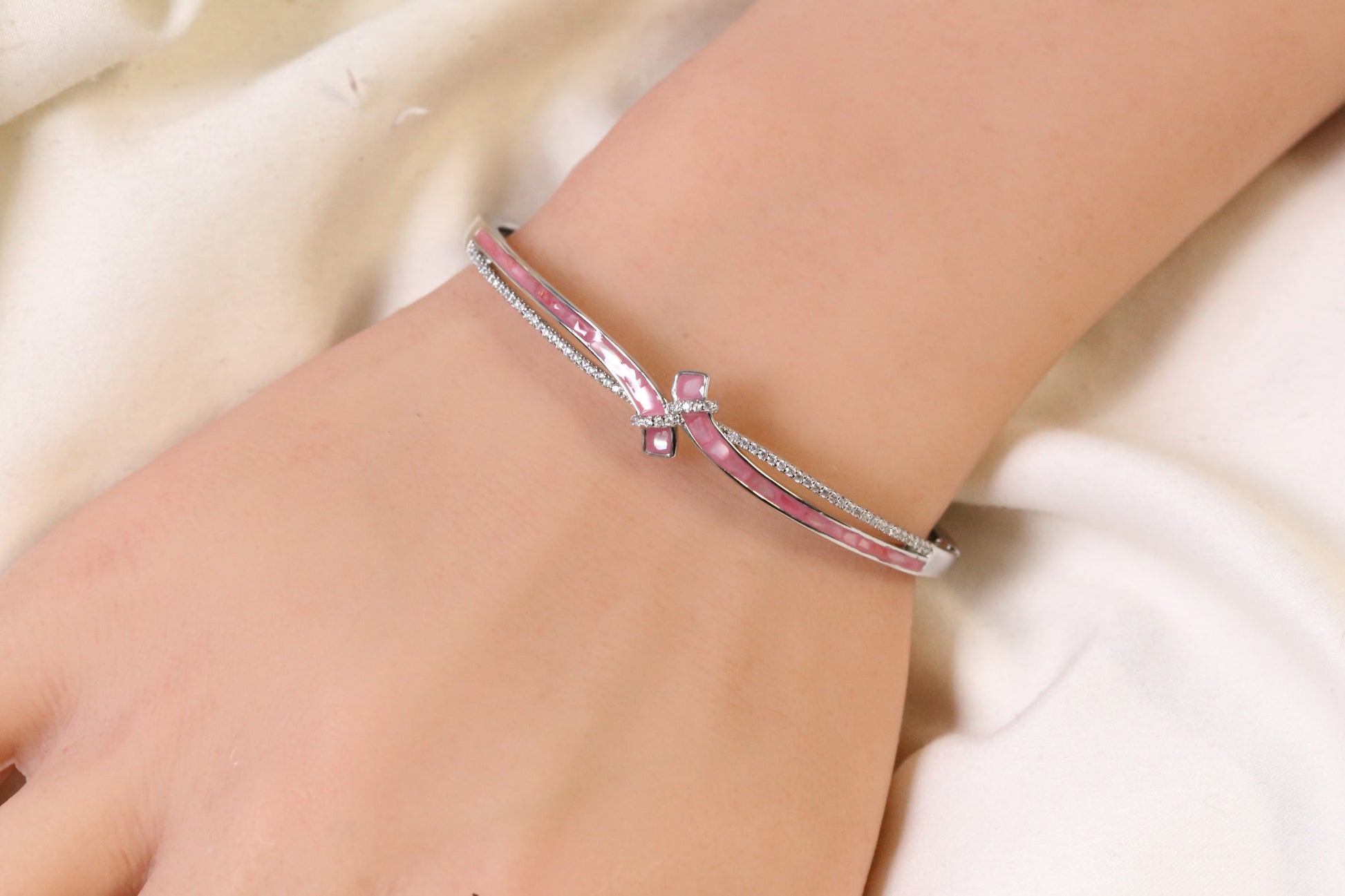 Saaz Openable Micro CZ Bracelet- Silver