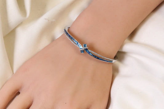 Saaz Openable Micro CZ Bracelet- Silver