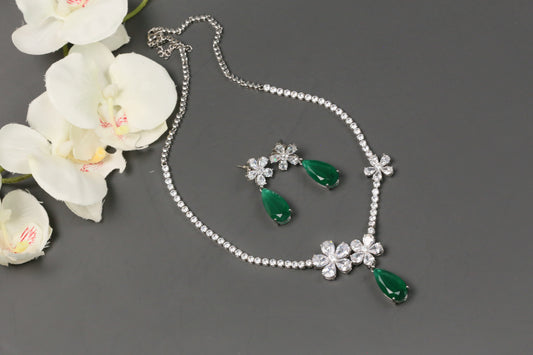 Dhara Solitaire style CZ Necklace Set