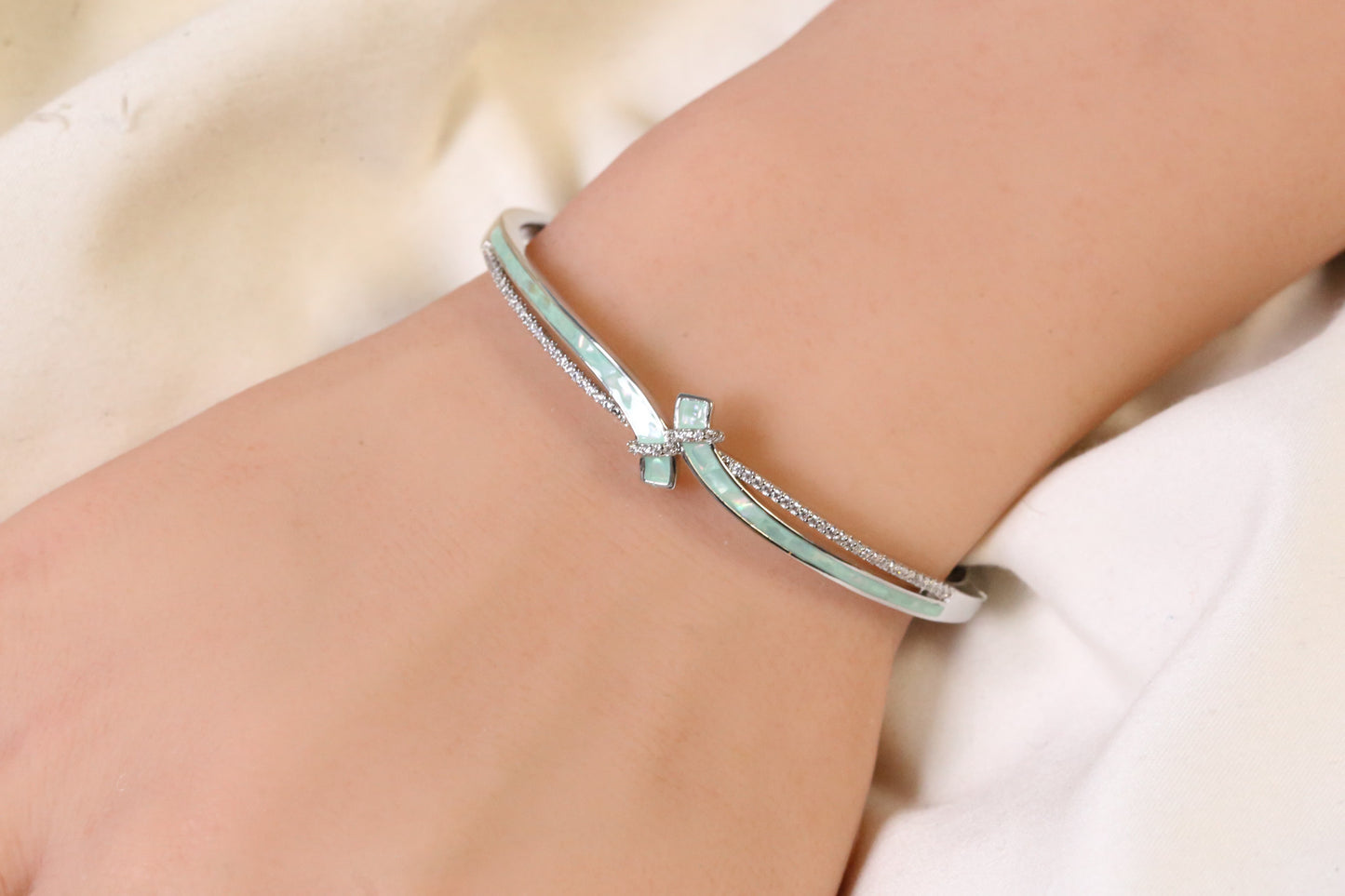 Saaz Openable Micro CZ Bracelet- Silver