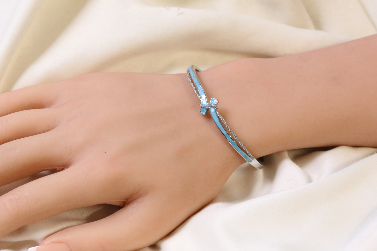 Saaz Openable Micro CZ Bracelet- Silver