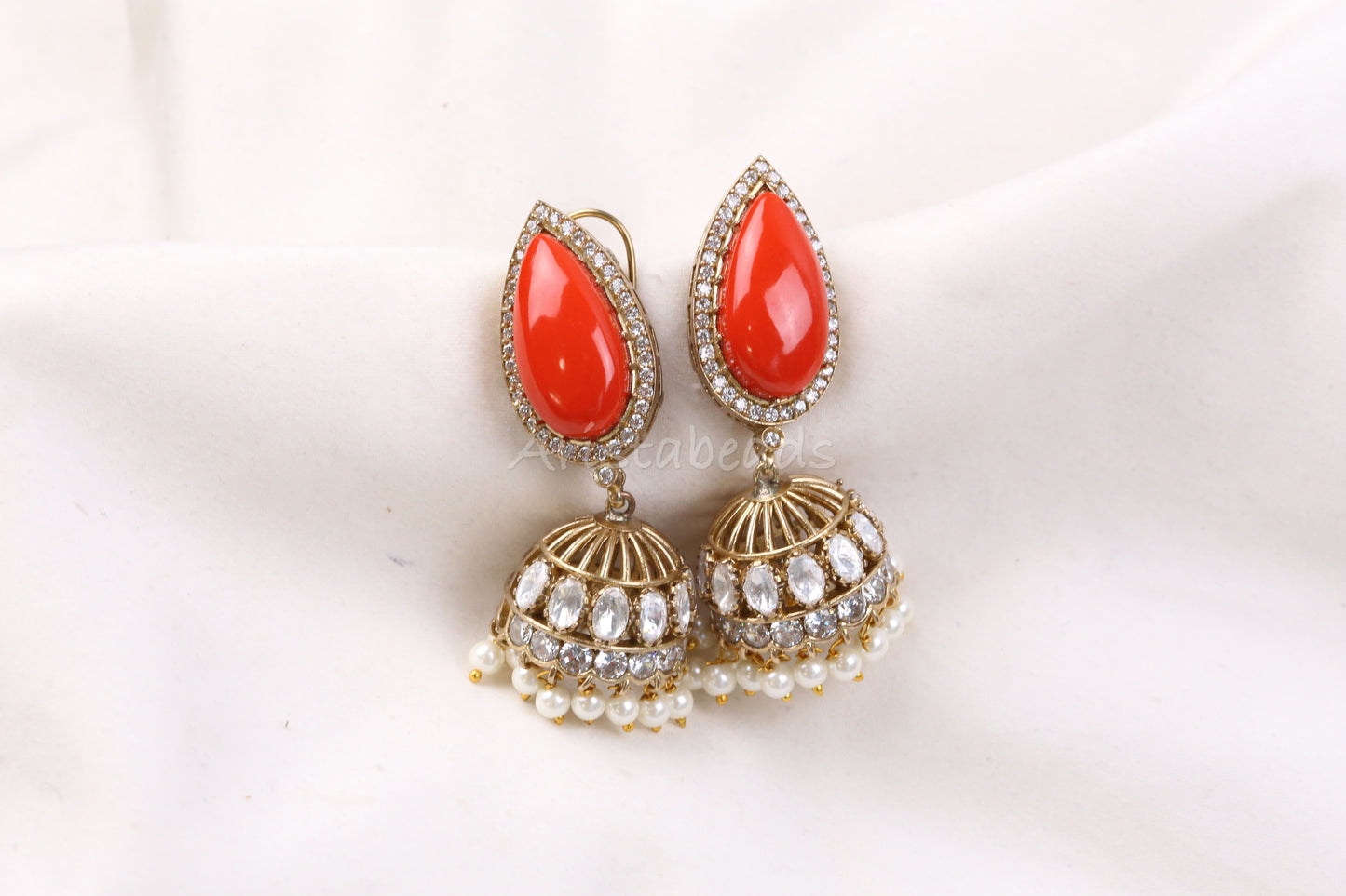 Coral Semiprecious Jhumka - (101-73)