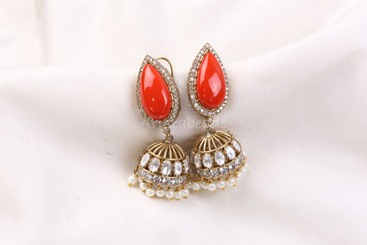 Coral Semiprecious Jhumka - (101-73)