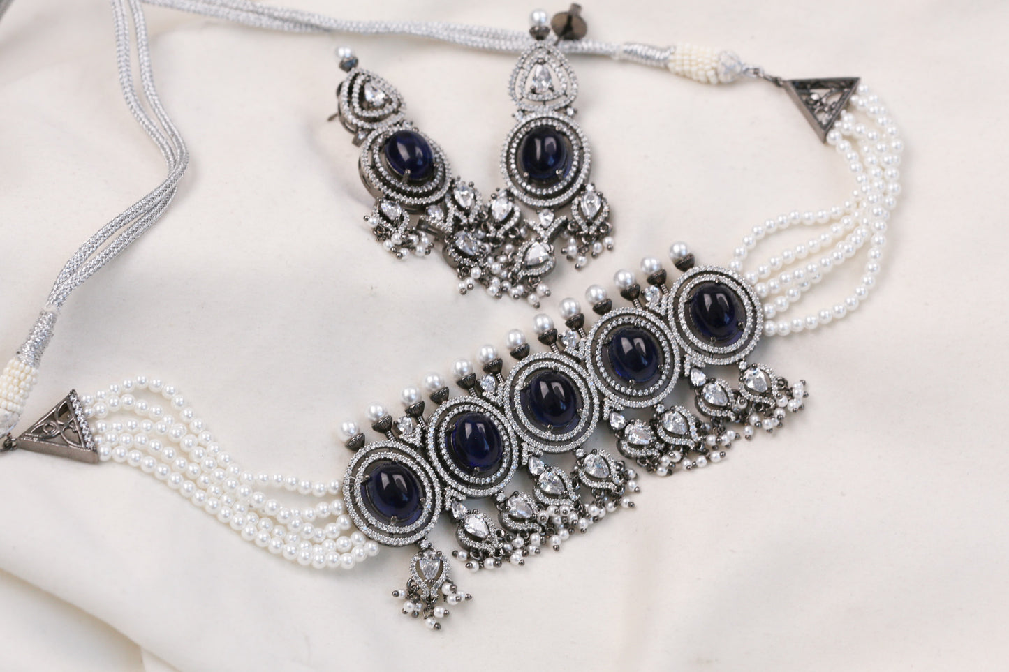 Victorian Pota Doublet Choket Set -Blue