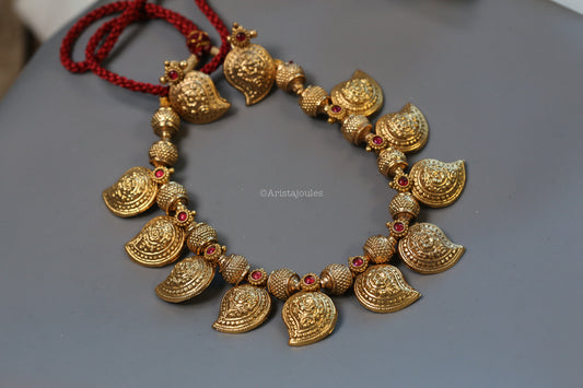 Mango Antique Gold Necklace Set - Red