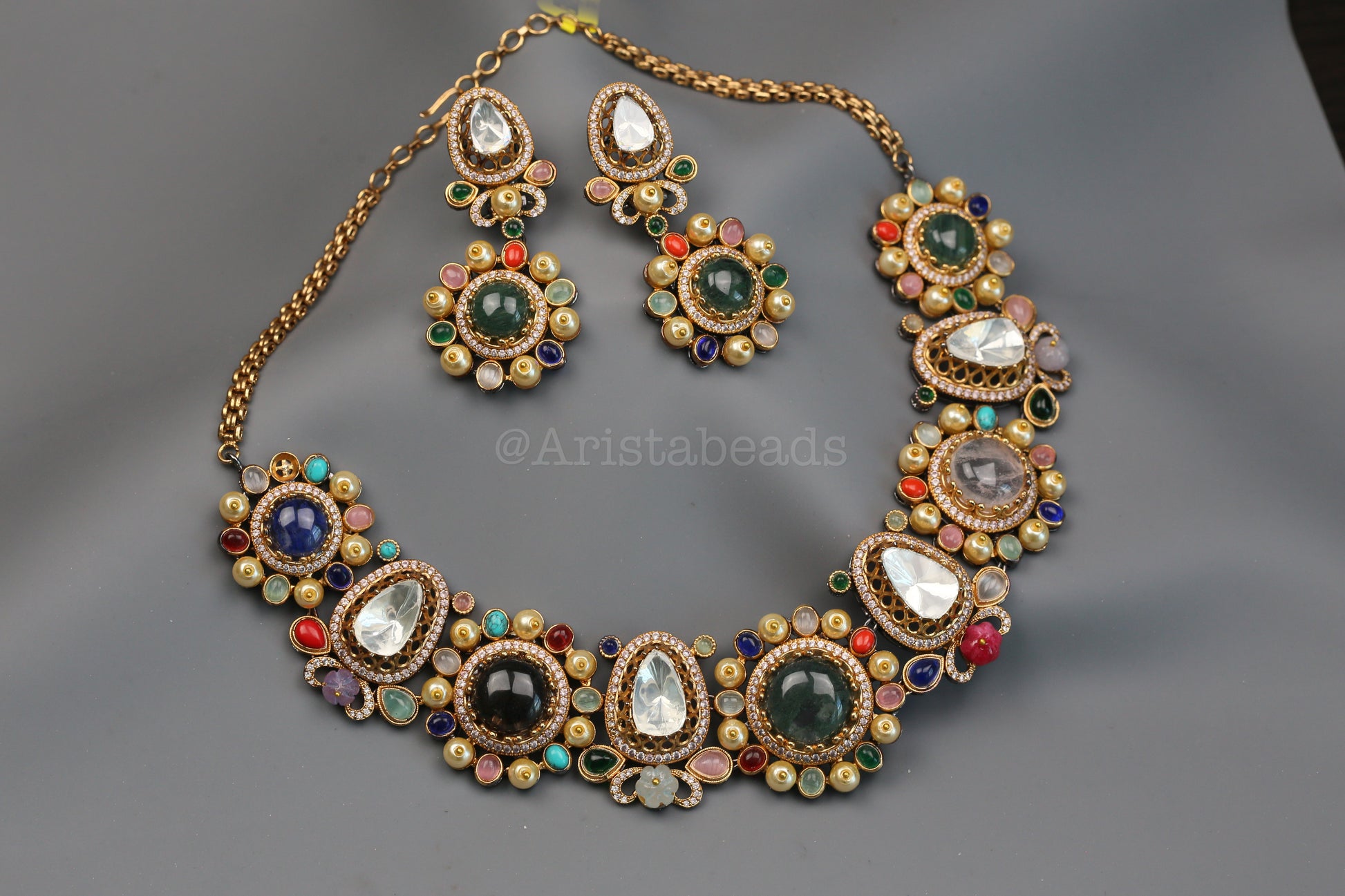 Sabya Semiprecious Stones & Polki Necklace Set