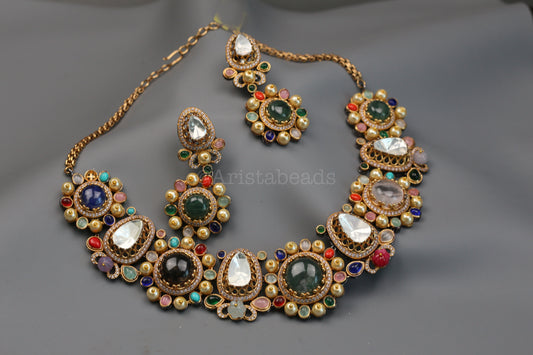 Sabya Semiprecious Stones & Polki Necklace Set