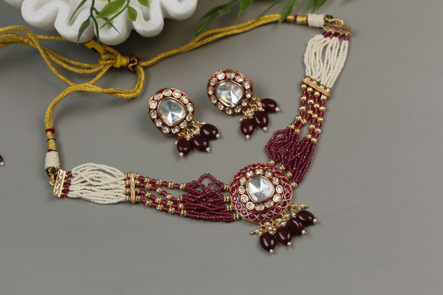Uncut Kundan Choker Set - Red