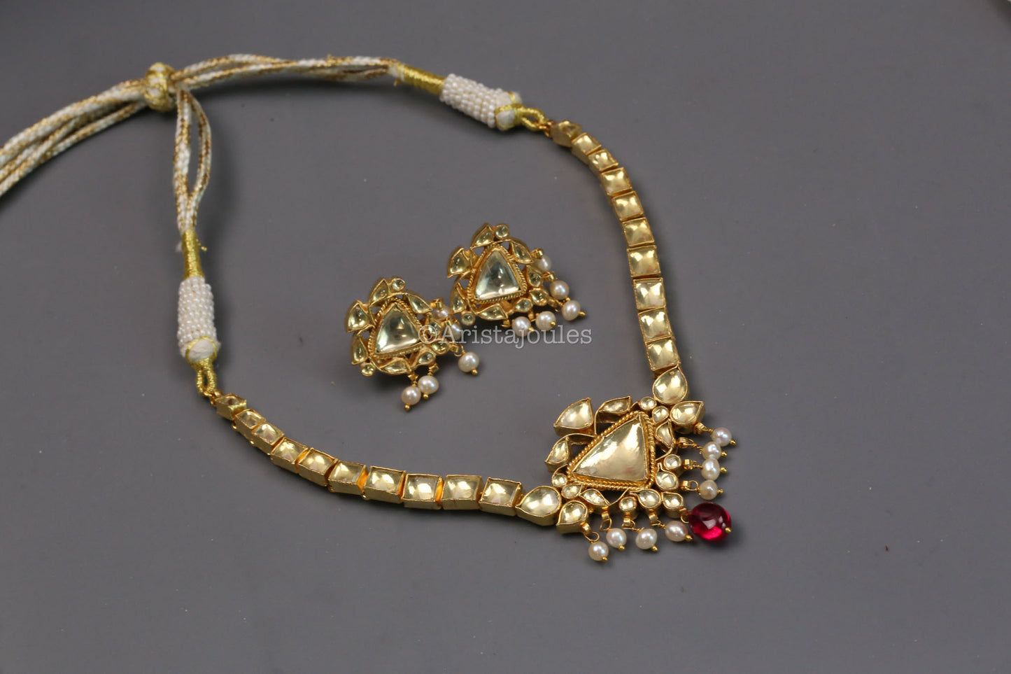 Suvarna Fresh Water Pearls & Yellow Polki Kundan Set