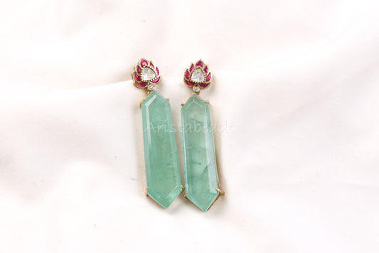 Purva Semiprecious Jadau Doublet Earrings -Mint (101-75)