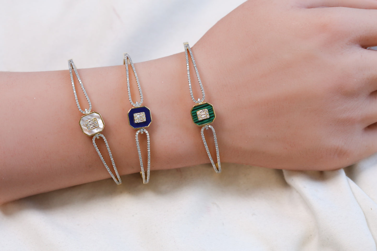 Deena Openable Semiprecious Micro CZ Bracelet