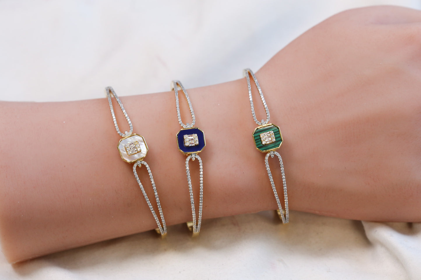 Deena Openable Semiprecious Micro CZ Bracelet