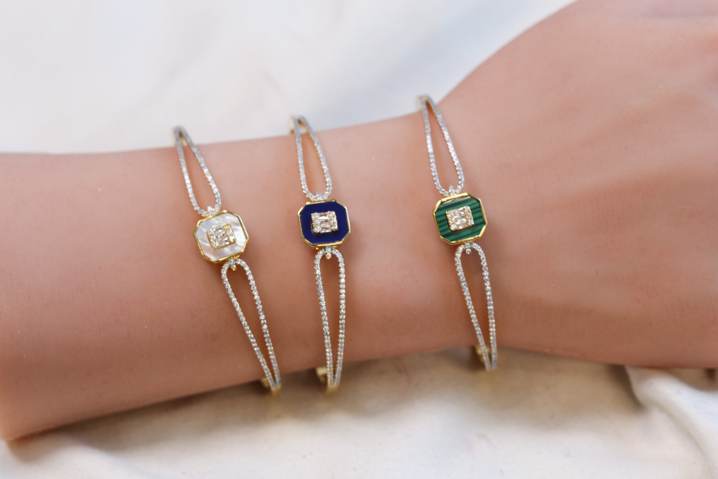 Deena Openable Semiprecious Micro CZ Bracelet