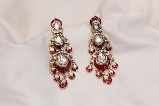 Ananya Takkar Kundan Earrings - Red