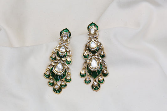Ananya Takkar Kundan Earrings - Green