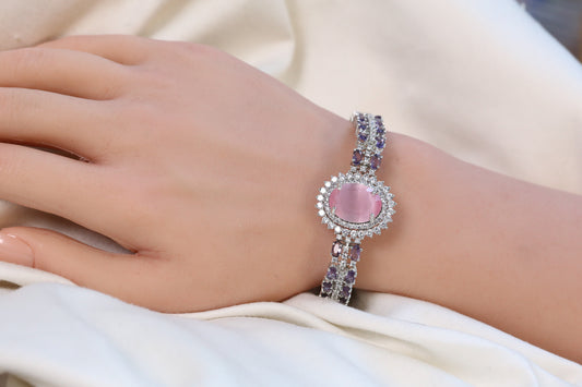 Asha CZ Bracelet - Pink Purple