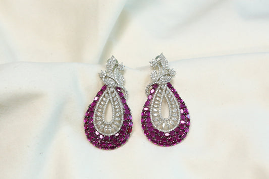 Premium CZ Earrings - Ruby Pink